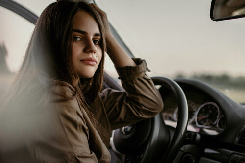 collegedriver woman in car
